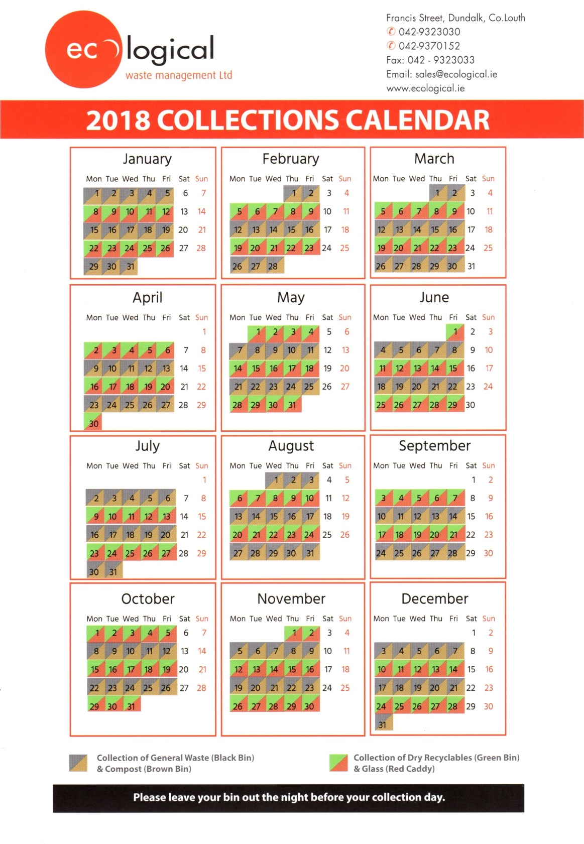 Calendar Country 2018